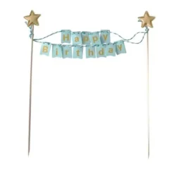 Best Cerf Dellier Cake topper bannière anniversaire bleu