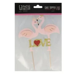 Outlet Cerf Dellier Cake topper flamants roses Love