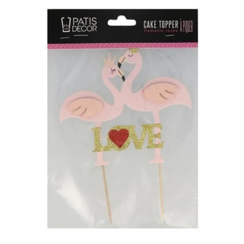 Outlet Cerf Dellier Cake topper flamants roses Love