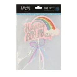 Discount Cerf Dellier Cake topper Happy Birthday arc en ciel