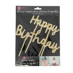 Hot Cerf Dellier Cake Topper Happy Birthday doré