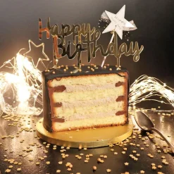 Hot Cerf Dellier Cake Topper Happy Birthday doré