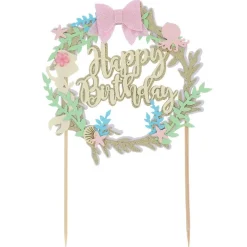 Best Cerf Dellier Cake topper "Happy birthday" thème sirène