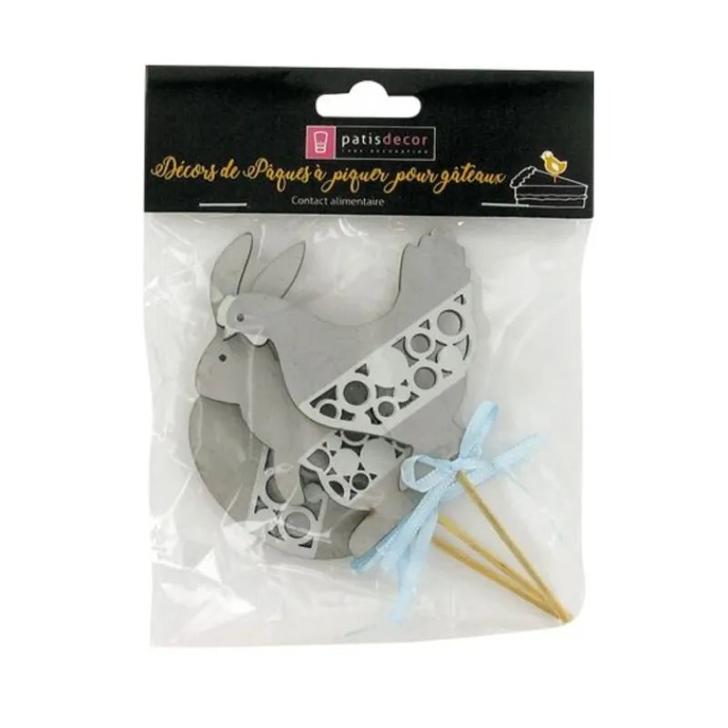 New Cerf Dellier Cake toppers Pâques gris (x3)