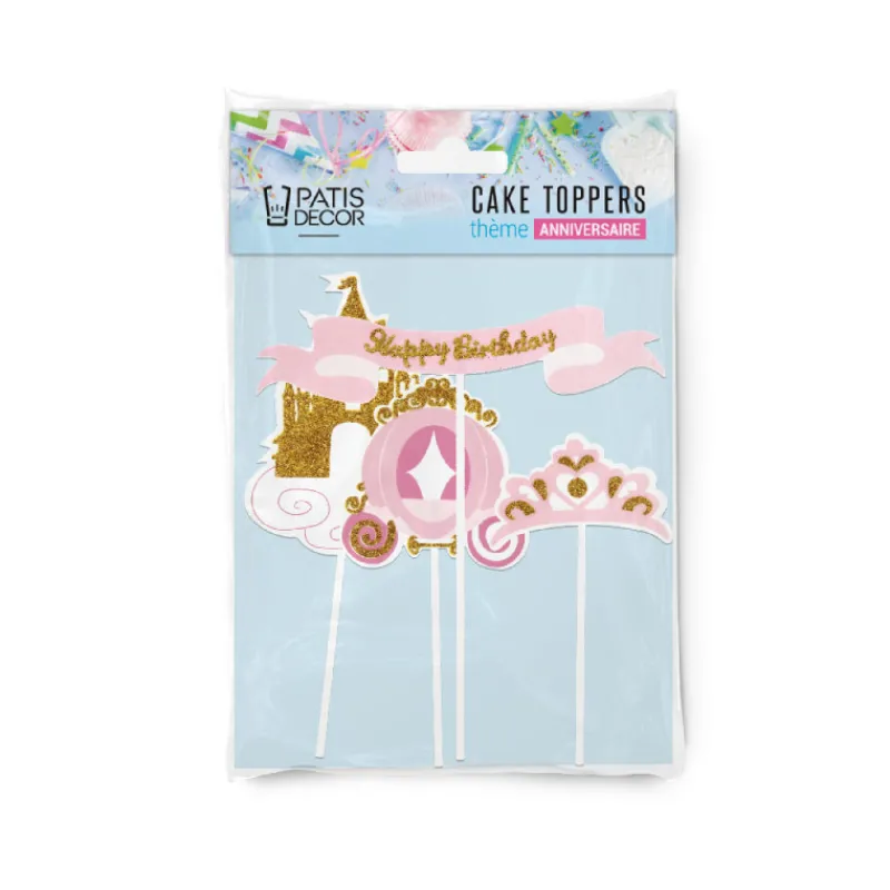 Cerf Dellier Cakes toppers Anniversaire princesses (x4)