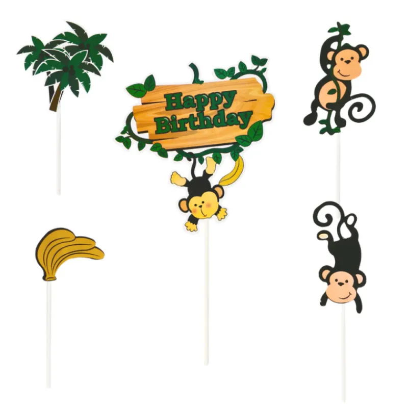 Sale Cerf Dellier Cakes toppers Anniversaire jungle (x5)