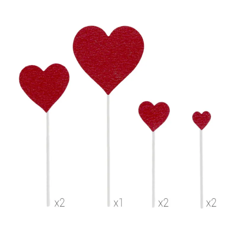 Cerf Dellier Cakes toppers cœurs brillants (x7)