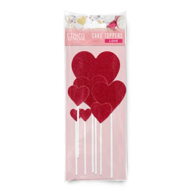 Cerf Dellier Cakes toppers cœurs brillants (x7)