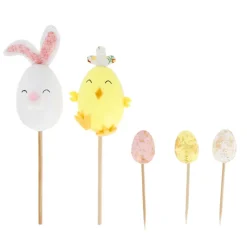 Sale Cerf Dellier Cakes toppers lapin et poussin de Pâques (x5)