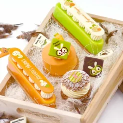 Sale Cerf Dellier Carrés chocolat lapins à lunettes Joyeuses Pâques assortis (x80)