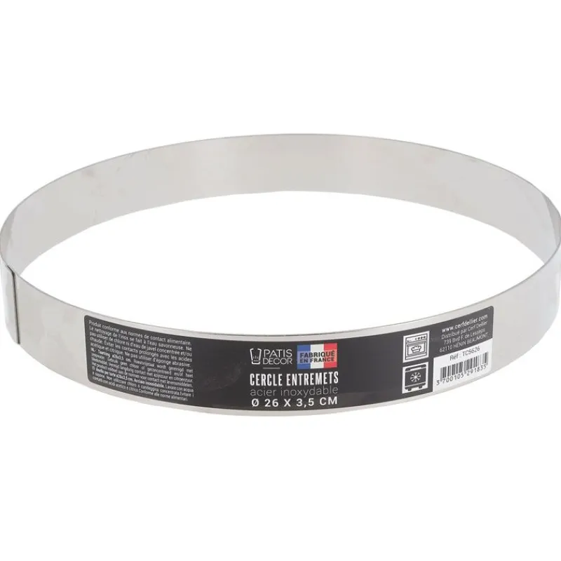 Discount Cerf Dellier Cercle à entremets inox H 3,5 cm Ø 26 cm