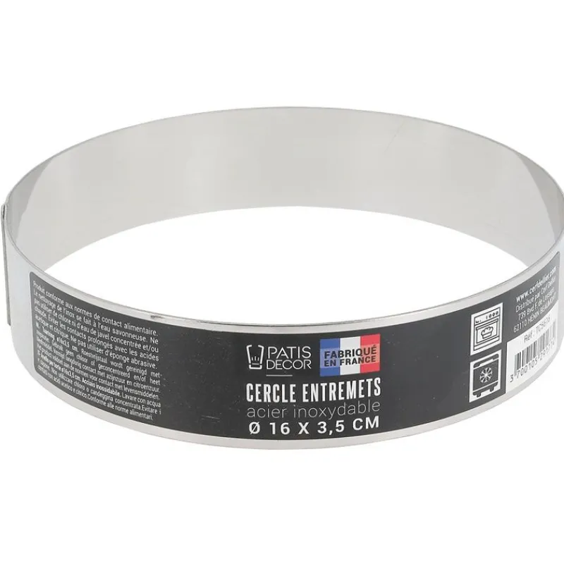 Discount Cerf Dellier Cercle à entremets inox H 3,5 cm Ø 16 cm