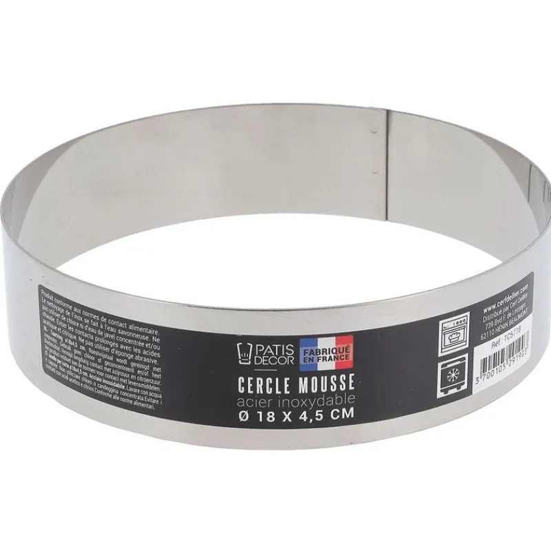 New Cerf Dellier Cercle à mousse inox H 4,5 cm Ø 18 cm