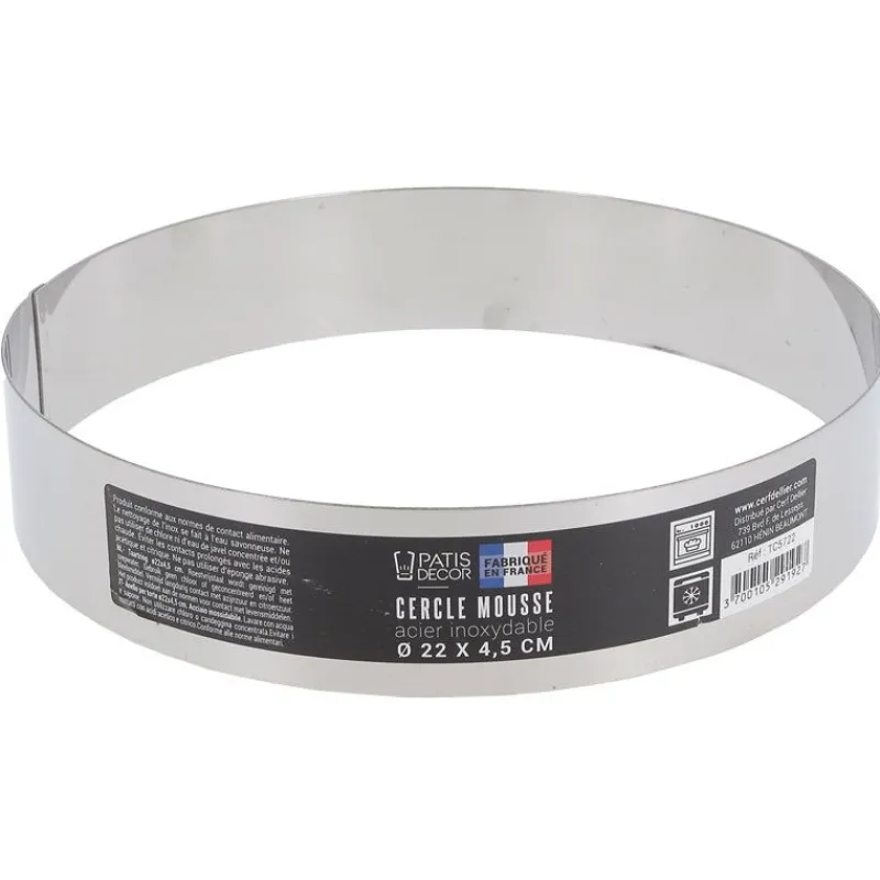 Hot Cerf Dellier Cercle à mousse inox H 4,5 cm Ø 22 cm