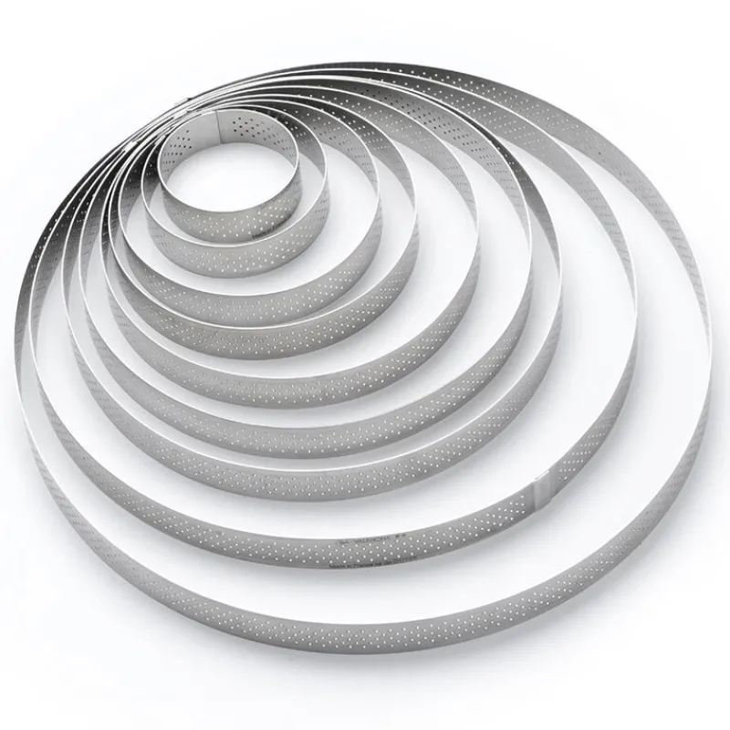 Online Cerf Dellier Cercle à tarte perforé à bord droit inox H 2 cm De Buyer