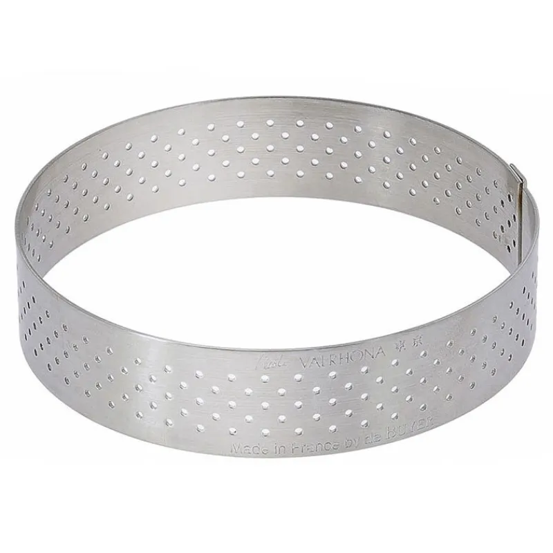 Online Cerf Dellier Cercle à tarte perforé à bord droit inox H 2 cm De Buyer