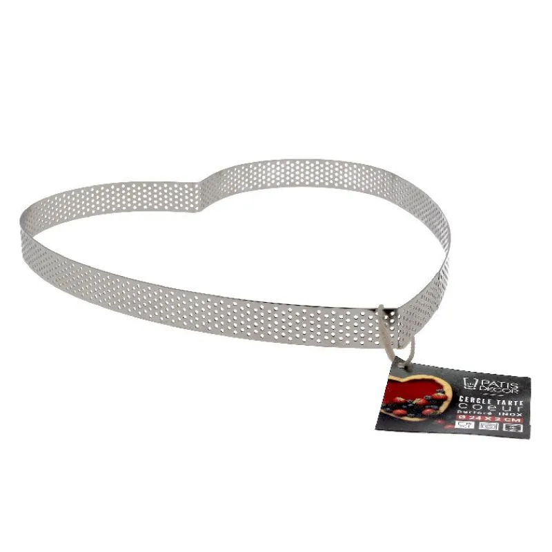 Clearance Cerf Dellier Cercle à tarte perforé coeur inox H 2 cm Ø 24 cm