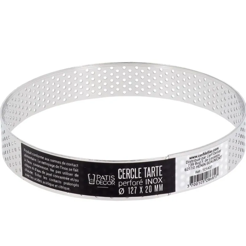 Outlet Cerf Dellier Cercle à tarte perforé inox H 2 cm Ø 12,7 cm