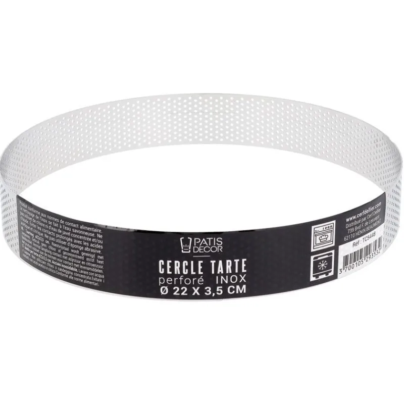 Best Cerf Dellier Cercle à tarte perforé inox H 3,5 cm Ø 22 cm
