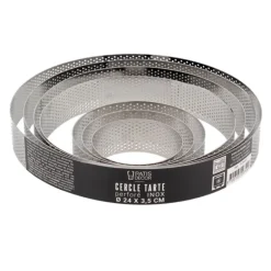 Outlet Cerf Dellier Cercle à tarte perforé inox H 3,5 cm Ø 24 cm