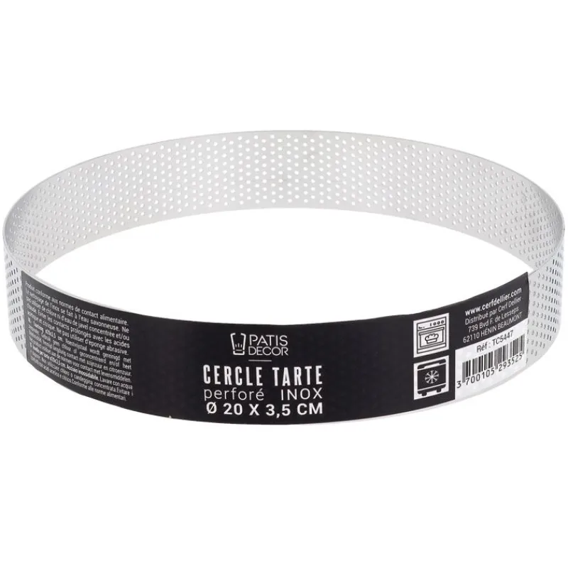 Hot Cerf Dellier Cercle à tarte perforé inox H 3,5 cm Ø 20 cm