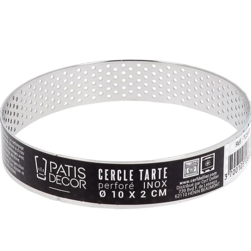 Cerf Dellier Cercle à tarte perforé inox H 2 cm Ø 10 cm