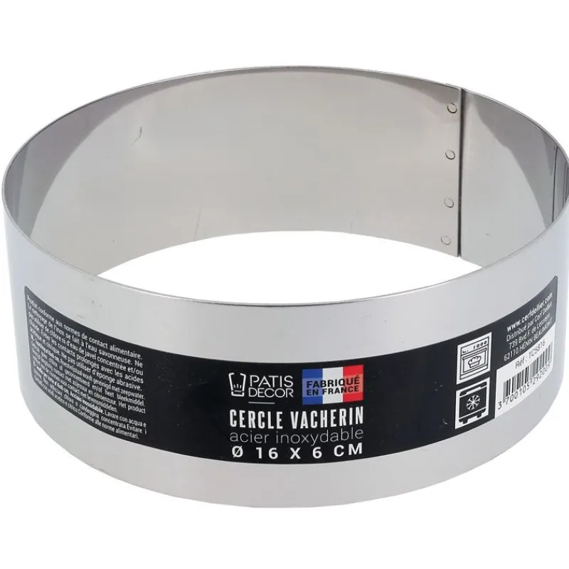 Cerf Dellier Cercle à vacherin inox H 6 cm Ø 16 cm