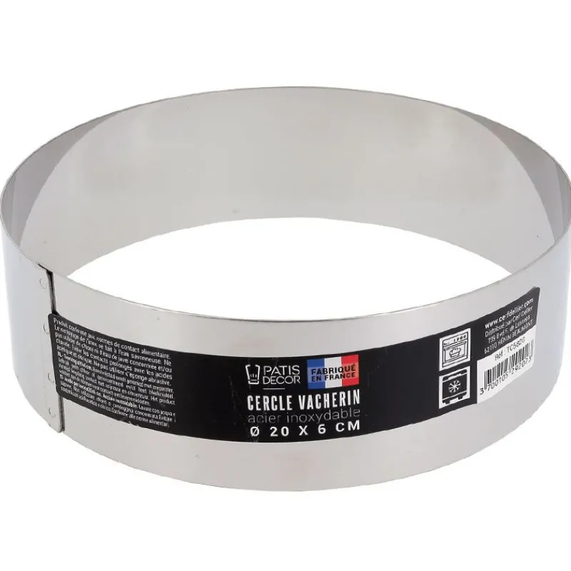 Cerf Dellier Cercle à vacherin inox H 6 cm Ø 20 cm