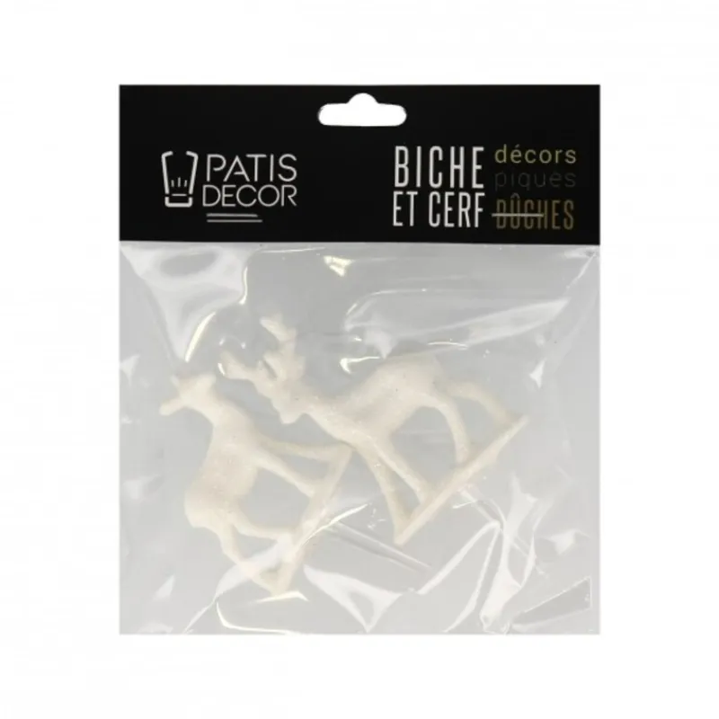 Hot Cerf Dellier Cerf et biche blancs sur pique (x2)