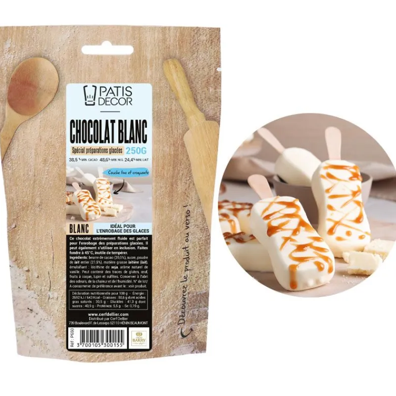 Outlet Cerf Dellier Chocolat blanc spécial préparations glacées Patisdécor 250 g