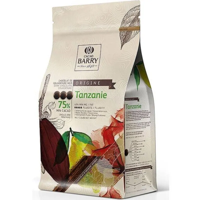 Hot Cerf Dellier Chocolat de Couverture Noir Tanzanie 75 % 2,5 Kg