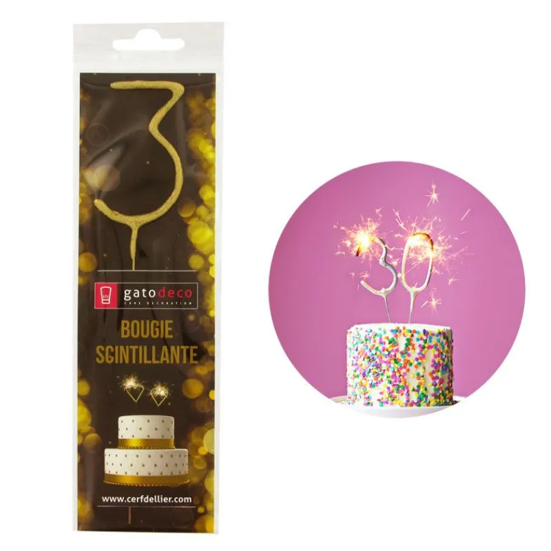 Sale Cerf Dellier Cierge magique doré chiffre 3