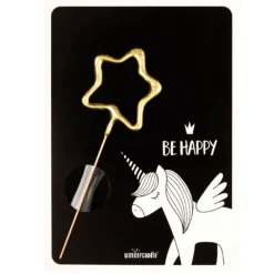 Clearance Cerf Dellier Cierge magique étoile doré + carte licorne Be Happy