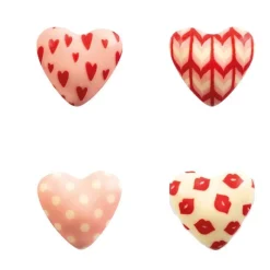 New Cerf Dellier Coeurs roses assortis en chocolat blanc (x72)