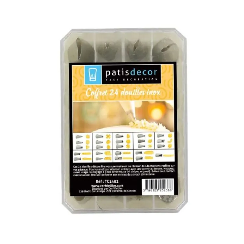 Hot Cerf Dellier Coffret 24 douilles décors fins inox