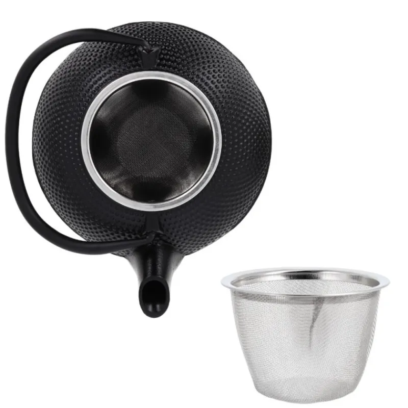 Hot Cerf Dellier Coffret théière + tasses à points en fer noir - 900 ml