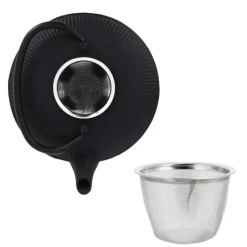 Best Cerf Dellier Coffret théière + tasses à rayures en fer noir - 800 ml