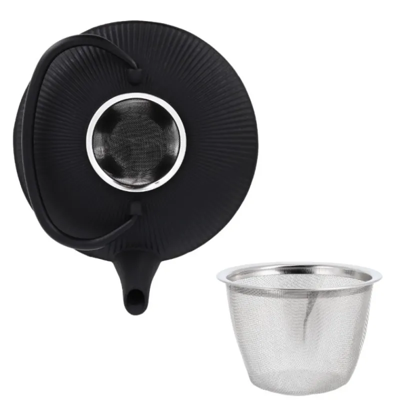 Best Cerf Dellier Coffret théière + tasses à rayures en fer noir - 800 ml