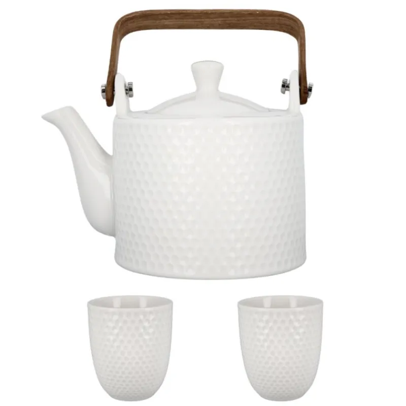 Discount Cerf Dellier Coffret théière + tasses en céramique blanche - 900 ml