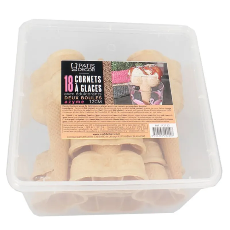 Online Cerf Dellier Cornets à glace en azyme aux édulcorants - 2 boules (x 18)