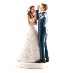 Cerf Dellier Couple mariés mains en l'air 20 cm