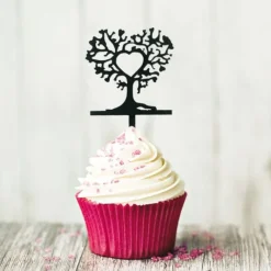 Clearance Cerf Dellier Cupcake Toppers Arbres cœurs (x 8)