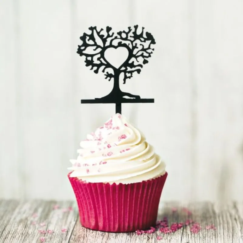 Clearance Cerf Dellier Cupcake Toppers Arbres cœurs (x 8)