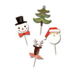 Sale Cerf Dellier Cupcake Toppers Merry Christmas assortis (x8)