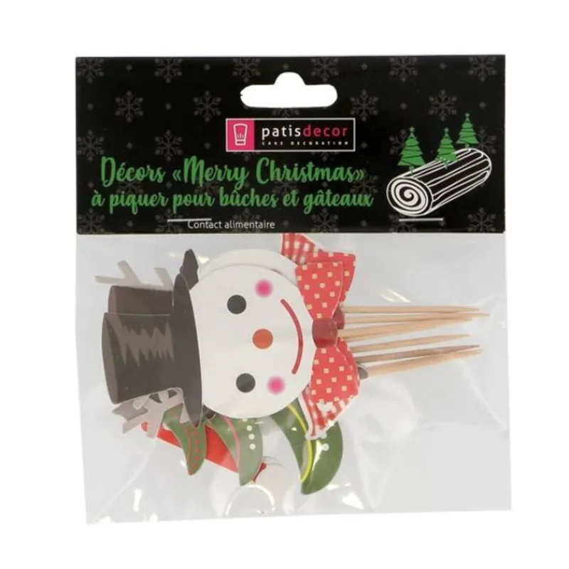 Sale Cerf Dellier Cupcake Toppers Merry Christmas assortis (x8)