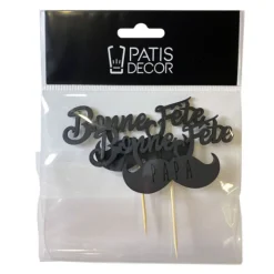 Clearance Cerf Dellier Cupcake Toppers Moustache "Bonne Fête Papa" (x 2)