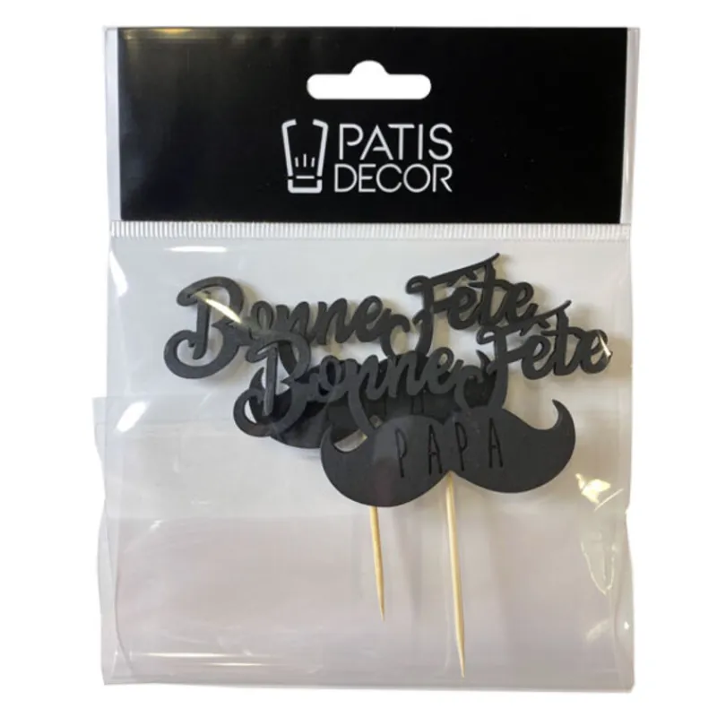Clearance Cerf Dellier Cupcake Toppers Moustache "Bonne Fête Papa" (x 2)