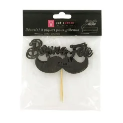 Hot Cerf Dellier Cupcake Toppers Moustache "Bonne Fête" (x 2)