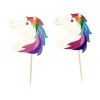 New Cerf Dellier Cupcake Toppers Têtes de chevaux arc-en-ciel (x 20)