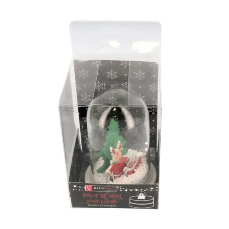 New Cerf Dellier Décor de noël pour bûche "boule à neige renne de noël" à poser